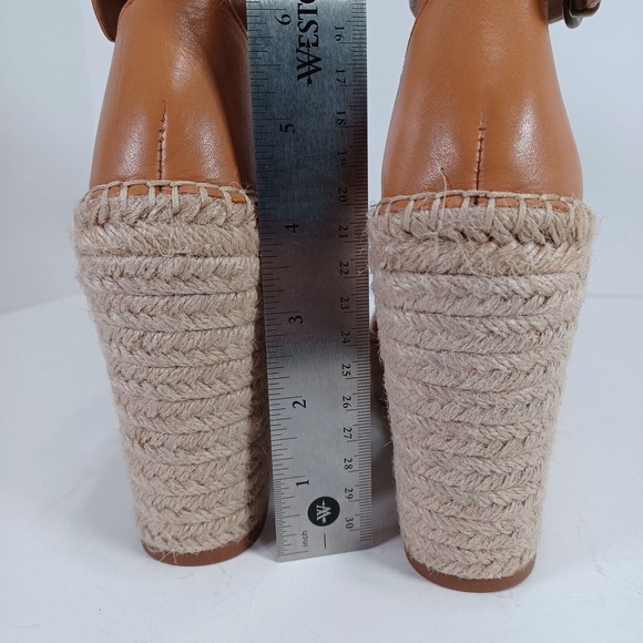 Treasure & Bond Size 7.5 SANNIBEL Tan Leather Jute Wedge Ankle Strap Sandal - Picture 4 of 10